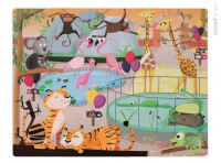 Puzzle dotykové Den v zoologické zahradě Janod s texturou 20 dílů od 3-6 let