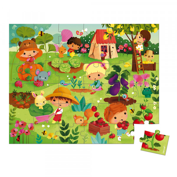 Puzzle pro děti Zahrada Janod v kufříku 36 ks