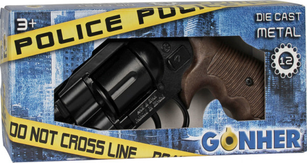 Policejní revolver Gold colection černý kovový 12 ran