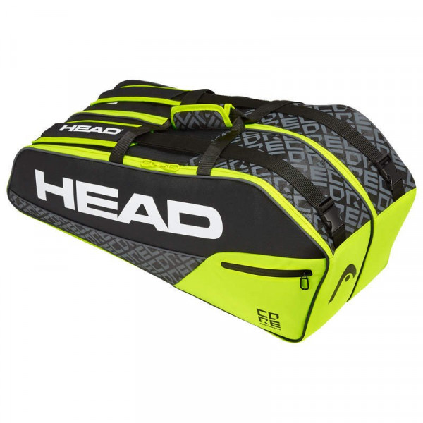 Tenis taška na rakety HEAD Core 6R Combi Black/Neon Yellow