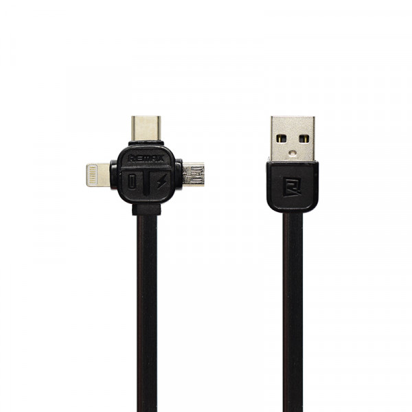REMAX RC-066th Lesu 3in1, USB to: Micro USB/Lightning/USB Type-C, black  + 3% sleva pro registrované zákazníky