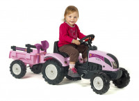 Traktor šlapací Princes s valníkem růžový