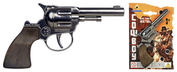 Revolver kovbojský stříbrný kovový