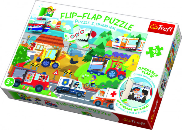 Puzzle 36 dílků Flip-flap Auta