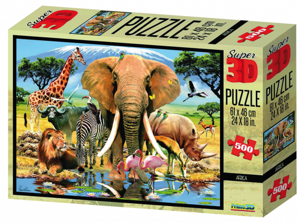 Puzzle 3D 500 dílků zvířátka, Afrika a podvodní svět