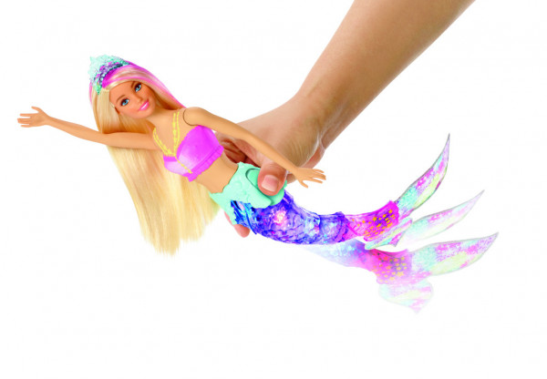 Barbie svítící mořská panna s pohyblivým ocasem běloška