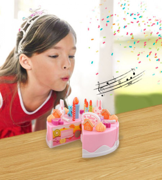 Dětský plastový narozeninový dort růžový 75 dílů