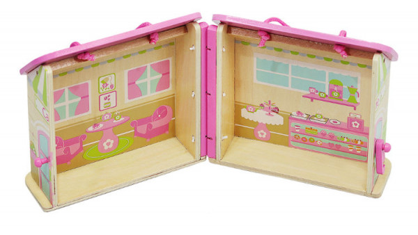 Dřevěný domeček pro panenky (přenosný)