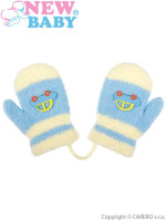 Dětské zimní rukavičky New Baby s autem světle modré