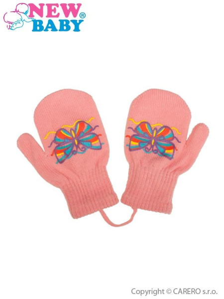 Dětské zimní rukavičky New Baby s motýlkem růžové