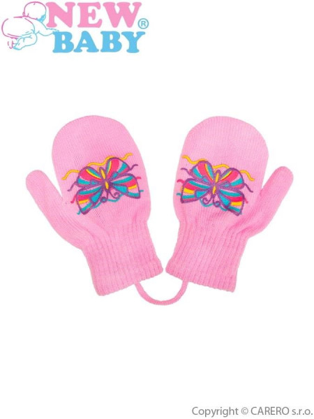 Dětské zimní rukavičky New Baby s motýlkem světle růžové