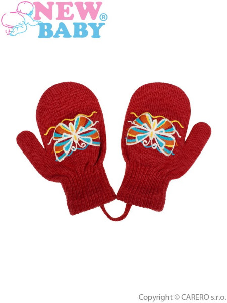 Dětské zimní rukavičky New Baby s motýlkem červené
