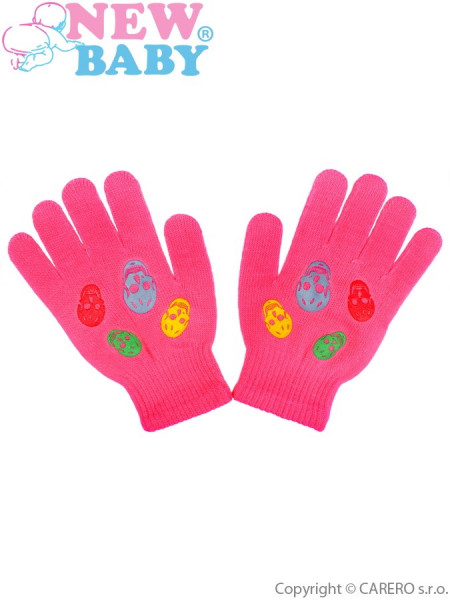 Dětské zimní rukavičky New Baby Girl tmavě růžové
