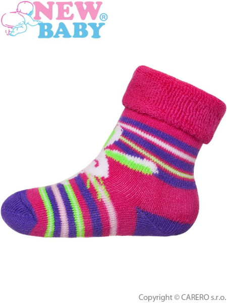 Kojenecké froté ponožky New Baby růžovo-fialové s zajíčkem