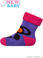 Dětské froté ponožky New Baby fialové s opičkou