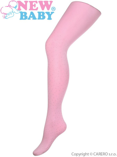 Bavlněné punčocháče 3D New Baby světle růžové s puntíky