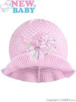 Pletený klobouček New Baby růžovo-bílý