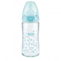Skleněná kojenecká láhev NUK First Choice 240 ml tyrkysová