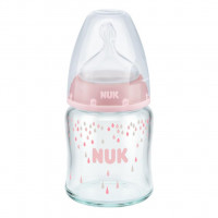 Skleněná kojenecká láhev NUK First Choice 120 ml růžová