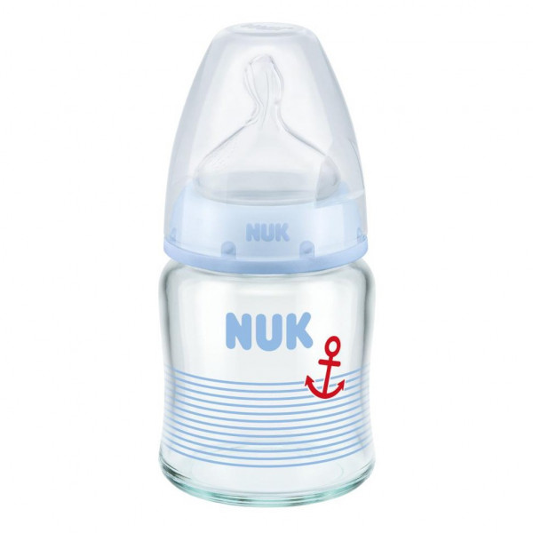 Skleněná kojenecká láhev NUK First Choice 120 ml modrá