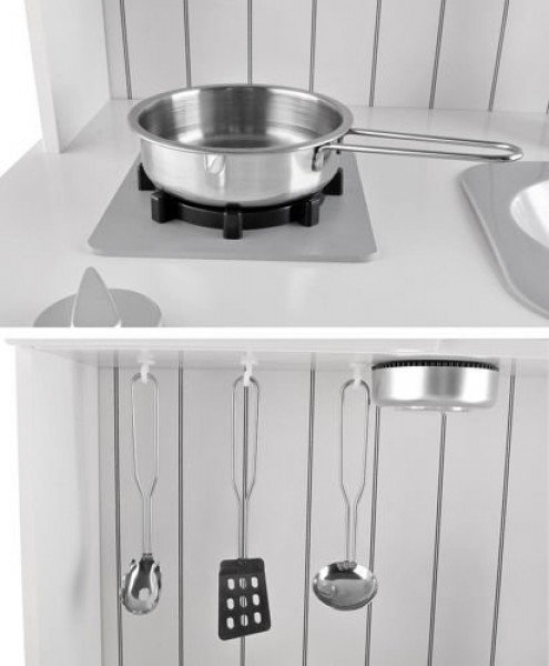 Kruzzel 9146 XL Dětská dřevěná kuchyňka s LED a příslušenstvím bílá