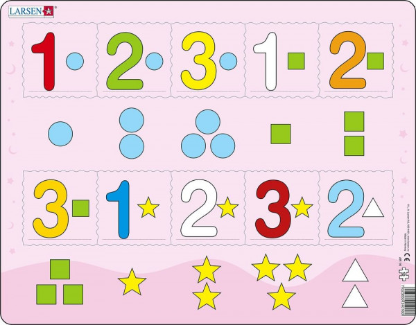 Puzzle Čísla 1-3 s grafickými znaky 10 dílků